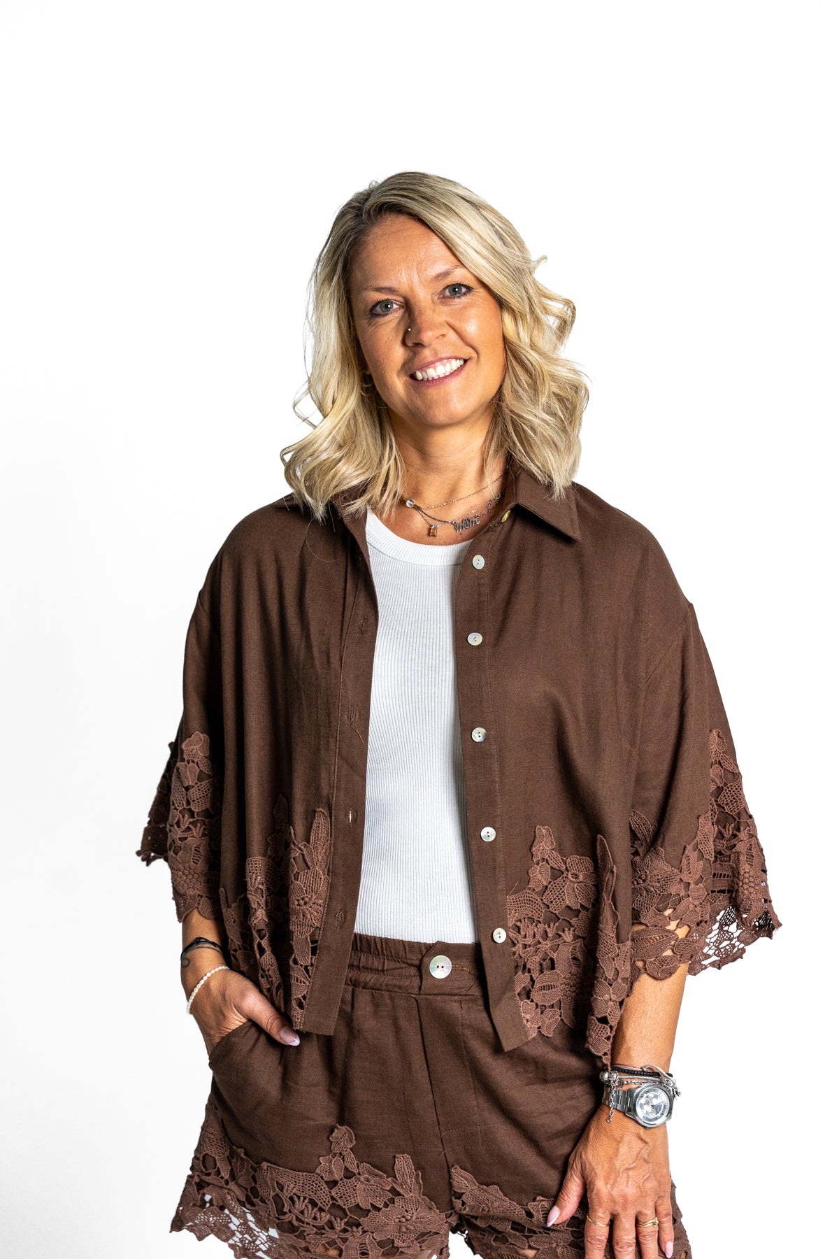Lanena srajca MOCHA
